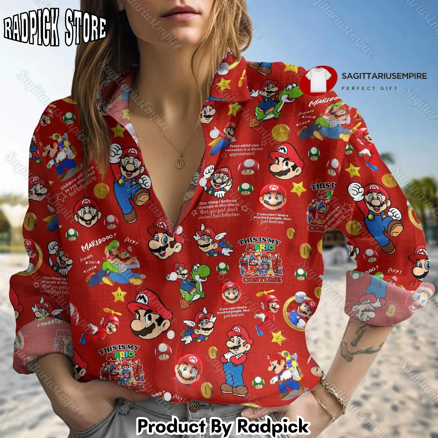 Radpick super mario linen shirt super mario shirt super mario button down shirt long sleeve shirt super mario linen shirt womenblouses rp662105